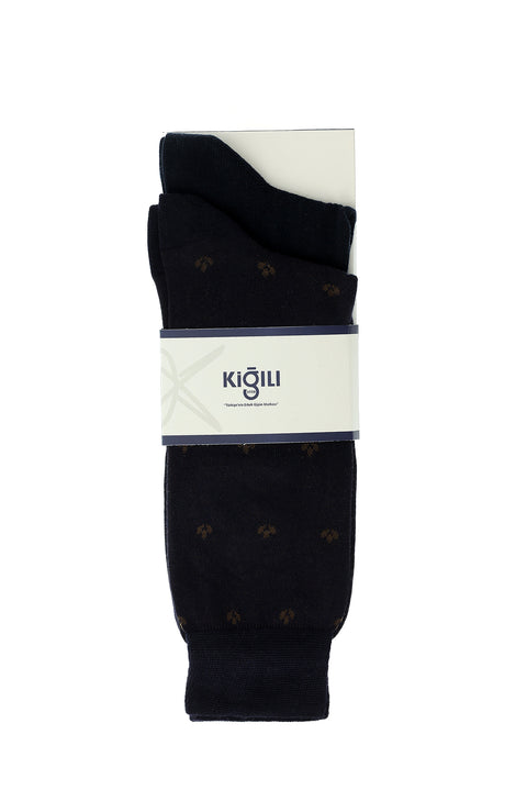 Navy Blue 2-Pack Plain Cotton Socks Set