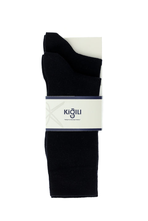 Navy Blue 2-Pack Plain Cotton Socks Set