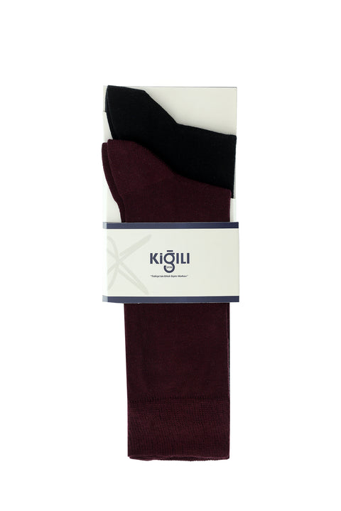 Light Burgundy 2-Pack Plain Cotton Socks Set