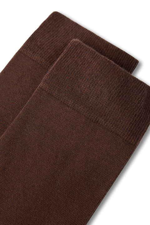 Medium Brown 2-Pack Cotton Lycra Flexible Plain Sock Set