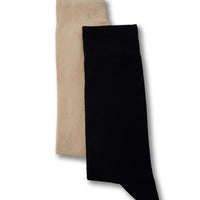 Medium Navy Blue 2-Pack Cotton Lycra Stretch Plain Sock Set