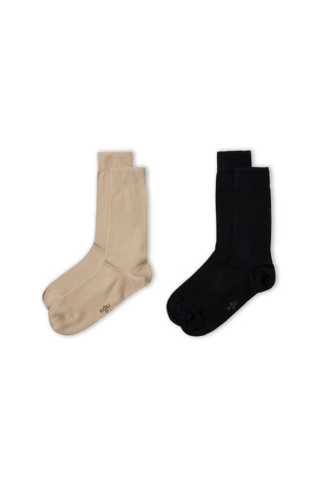 Medium Navy Blue 2-Pack Cotton Lycra Stretch Plain Sock Set