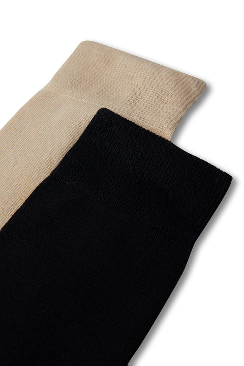 Medium Navy Blue 2-Pack Cotton Lycra Stretch Plain Sock Set