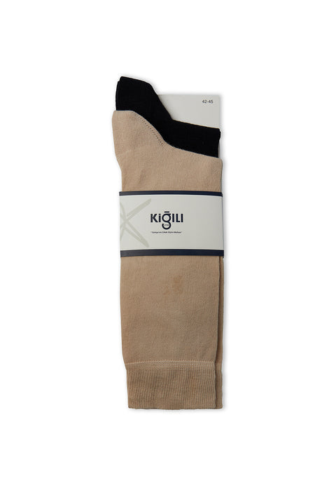 Medium Navy Blue 2-Pack Cotton Lycra Stretch Plain Sock Set