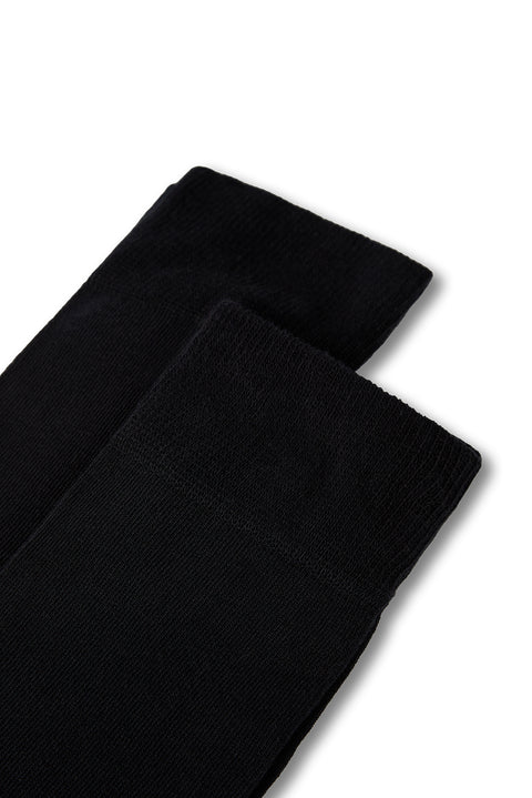 Dark Navy Blue 2-Pack Cotton Lycra Stretchy Plain Sock Set
