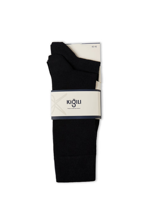 Dark Navy Blue 2-Pack Cotton Lycra Stretchy Plain Sock Set