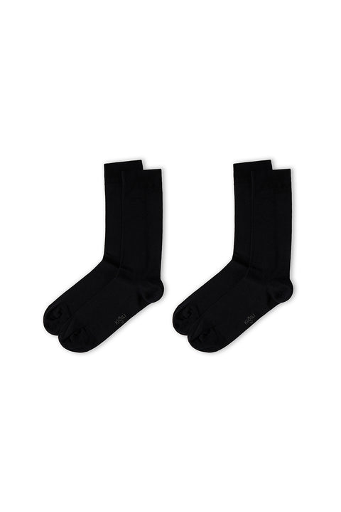 Navy Blue 2-Pack Cotton Lycra Stretch Plain Sock Set