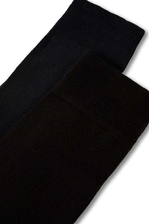 Navy Blue 2-Pack Cotton Lycra Stretch Plain Sock Set