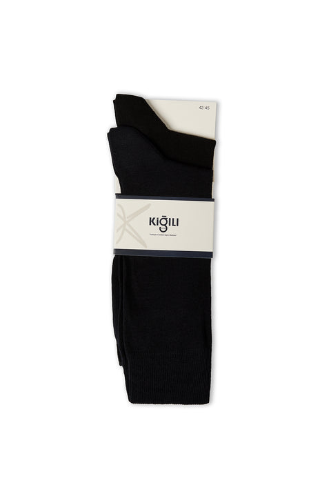 Navy Blue 2-Pack Cotton Lycra Stretch Plain Sock Set