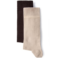 Medium Brown 2-Pack Cotton Lycra Stretch Plain Sock Set
