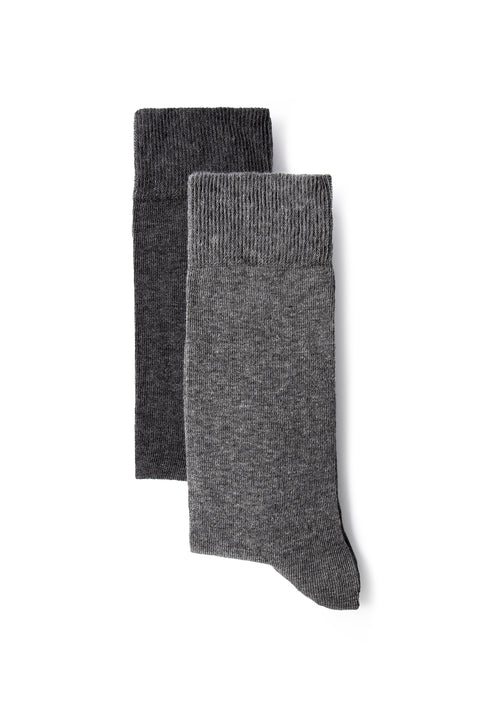 Dark Anthracite Melange 2-Pack Cotton Lycra Stretch Plain Sock Set