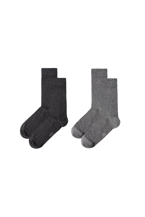 Dark Anthracite Melange 2-Pack Cotton Lycra Stretch Plain Sock Set