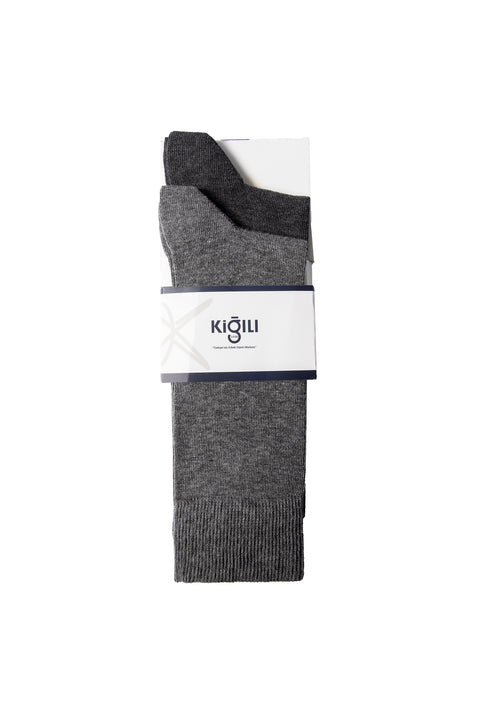 Dark Anthracite Melange 2-Pack Cotton Lycra Stretch Plain Sock Set