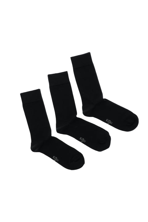 Black 3-Pack Cotton Lycra Stretch Seamless Sock Set