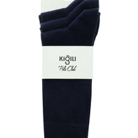 Navy Blue 3-Pack Cotton Lycra Stretch Seamless Sock Set