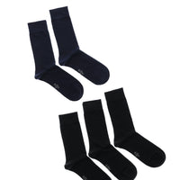 Black and Navy Blue 5-Pack Cotton Lycra Stretch Seamless Sock Set
