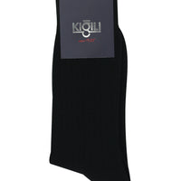 Black Single Wool Striped Socks