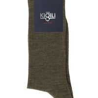 Medium Mink Single Wool Striped Socks