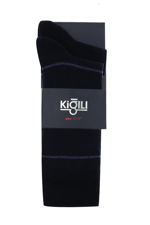 Light Navy Blue 2-Pack Patterned Cotton Socks Set