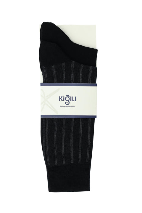 Black 2-Pack Patterned Cotton Socks Set