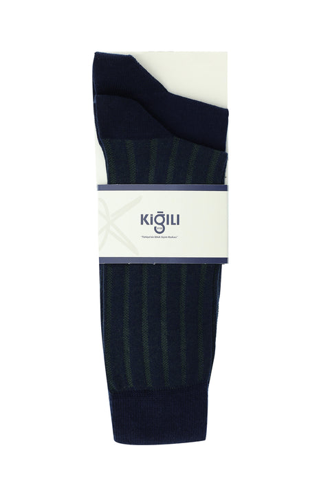 Light Navy Blue 2-Pack Patterned Cotton Socks Set