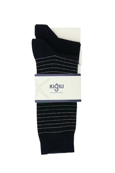 Light Navy Blue 2-Pack Striped Cotton Socks Set