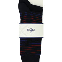 Navy Blue 2-Pack Striped Cotton Socks Set