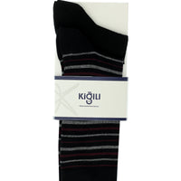 Black 2-Pack Cotton Striped Socks Set