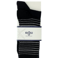 Dark Black 2-Pack Cotton Striped Socks