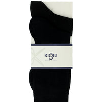 Black 2-Pack Cotton Striped Lycra Stretch Socks Set