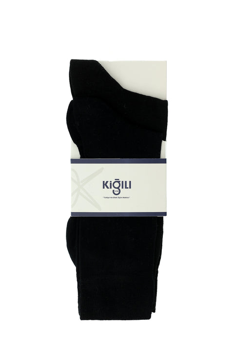 Black 2-Pack Cotton Striped Lycra Stretch Socks Set