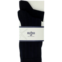 Navy Blue 2-Pack Cotton Striped Lycra Stretch Socks Set