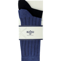 Indigo 2-Pack Cotton Striped Lycra Stretch Sock Set