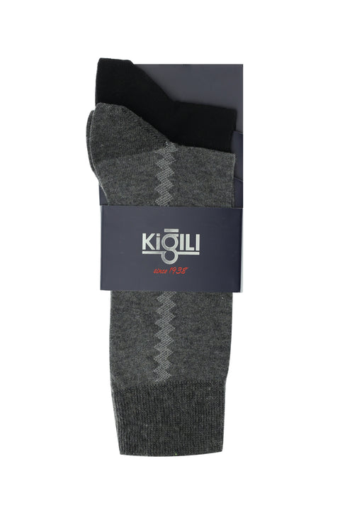 Black 2-Pack Patterned Cotton Socks Set