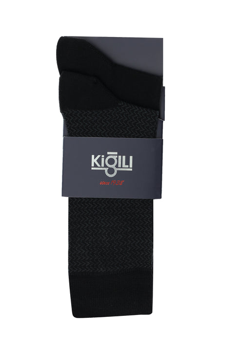 Black 2-Pack Patterned Cotton Socks Set