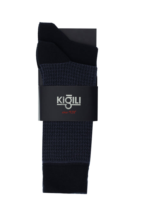 Medium Navy Blue 2-Pack Patterned Cotton Socks Set