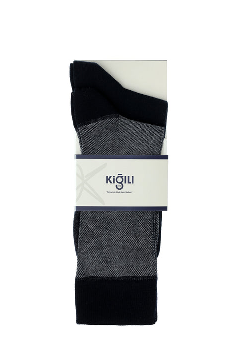 Navy Blue 2-Pack Cotton Patterned Socks
