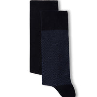 Medium Navy Blue 2-Pack Cotton Lycra Stretch Patterned Socks Set