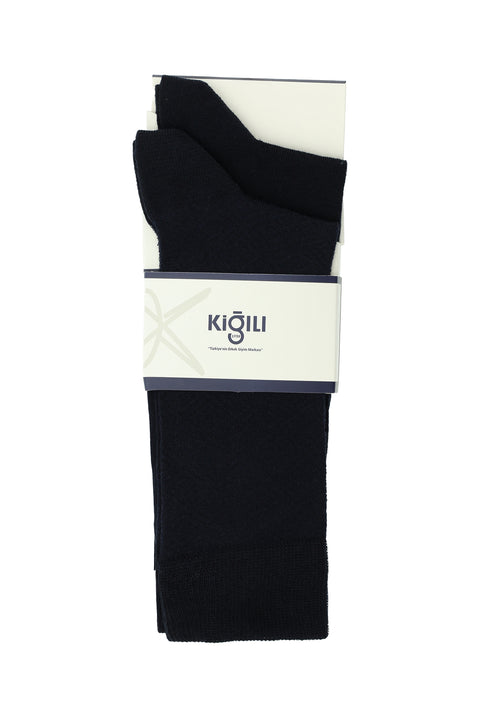 Dark Navy Blue 2-Pack Cotton Patterned Socks