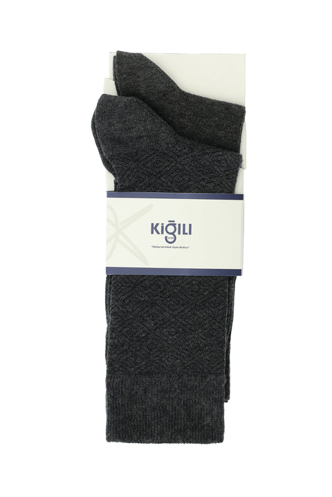 Dark Anthracite Melange 2-Pack Cotton Patterned Sock Set