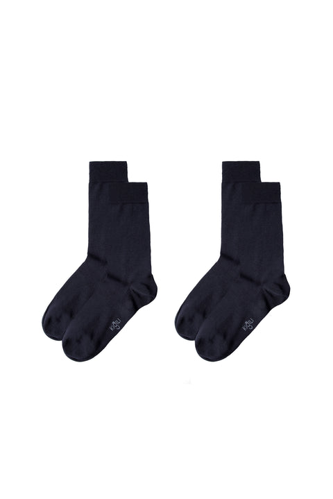 Medium Navy Blue 2-Pack Cotton Lycra Stretch Patterned Socks Set