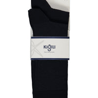 Dark Navy Blue 2-Pack Cotton Lycra Stretch Patterned Socks Set