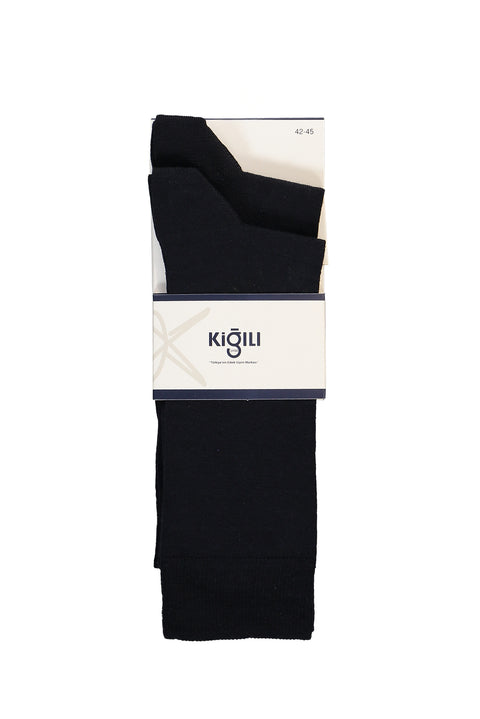 Dark Navy Blue 2-Pack Cotton Lycra Stretch Patterned Socks Set