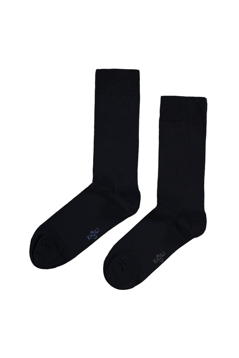 Dark Navy Blue 2-Pack Cotton Lycra Stretch Patterned Socks Set