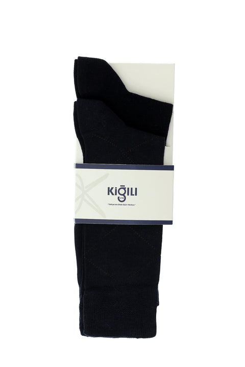 Light Navy Blue 2-Pack Cotton Patterned Sock Set