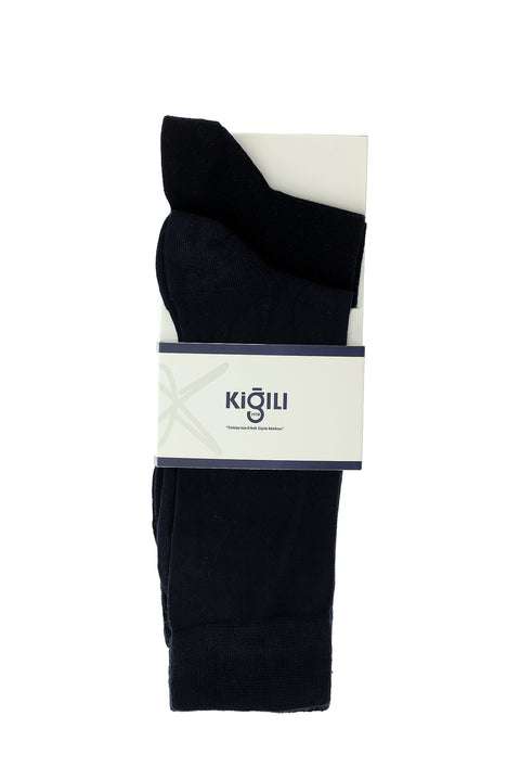 Navy Blue 2-Pack Cotton Patterned Socks
