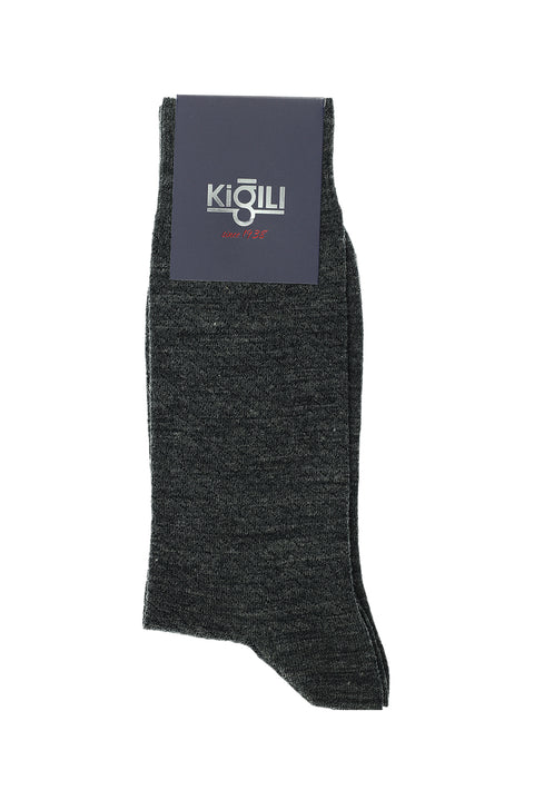 Medium Gray Melange Single Patterned Wool Socks