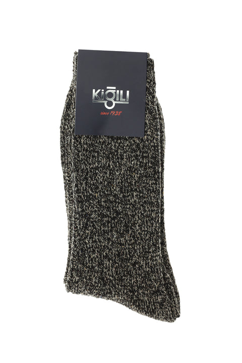 Dark Brown Single Wool Patterned Sock