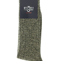 Medium Khaki Single Wool Patterned Socks