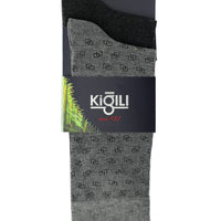 Medium Anthracite Melange Patterned Bamboo Socks Set of 2